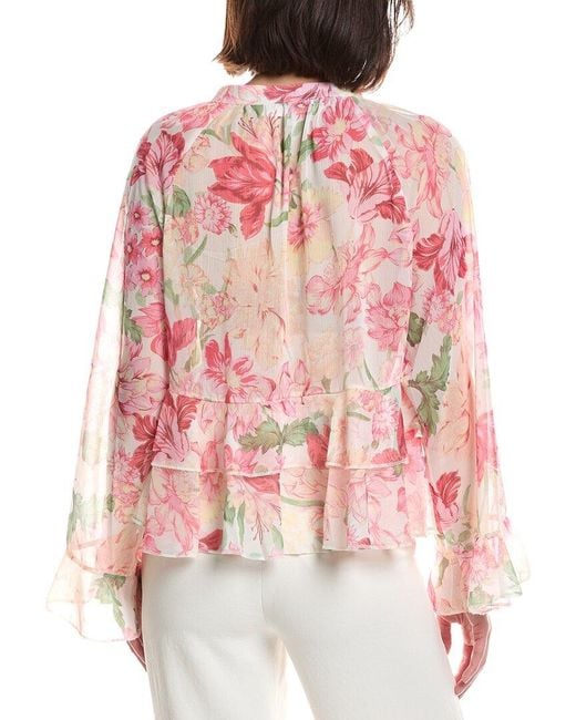 HL Affair Pink Ruffle Chiffon Blouse