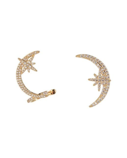 Eye Candy LA Metallic Cz Moon Cuff Earrings