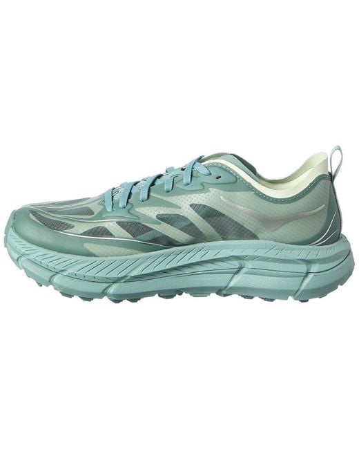 Hoka One One Blue Mafate Speed 4 Lite Leather & Mesh Sneaker