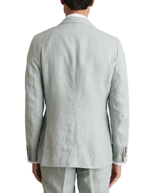 Reiss Gray Warner Notch Linen Blazer for men