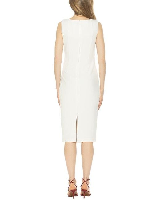 Alexia Admor White Kiara Boatneck Bow Waist Sheath Dress