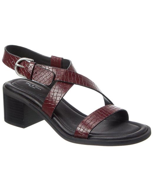 Rag & Bone Brown Geo Block Embossed Leather Sandal