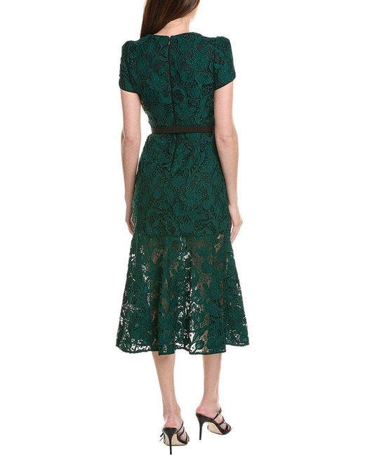 MILLY Green Tahlia Tulip Garden Lace Maxi Dress