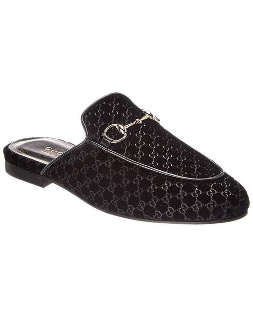 Gucci Black Princetown Gg Velvet Mule