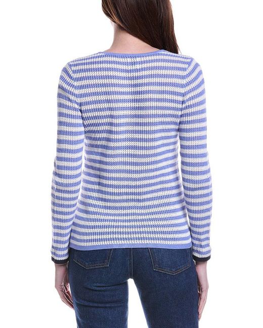 NIC+ZOE Blue Striped Supersoft Mesh Sweater