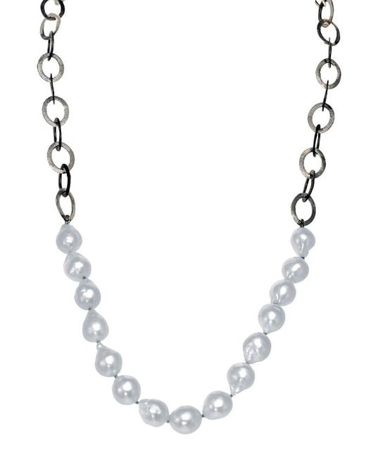 Margo Morrison Metallic Pearl Necklace