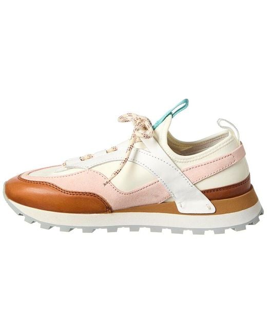 Ferragamo White Indy Leather & Suede Sneaker