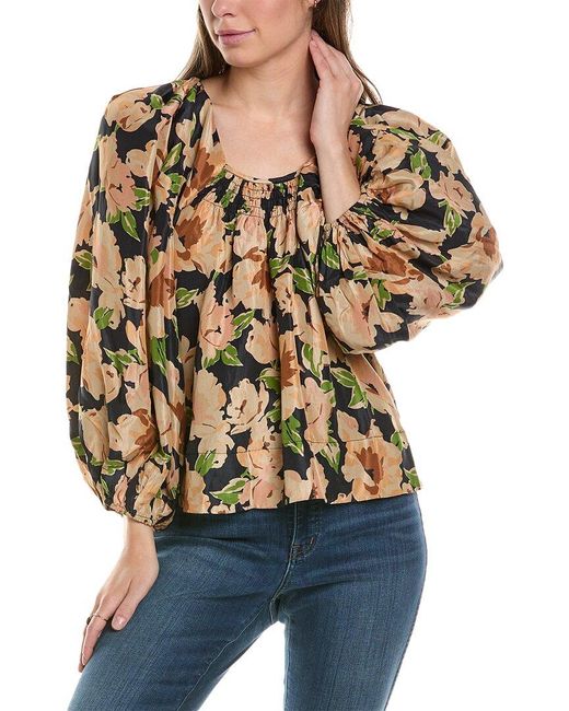 The Great Blue The Magpie Silk Top