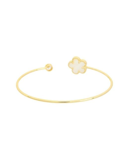Juvell White 18K Plated Pearl Cz Cuff Bangle Bracelet