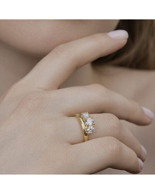 Lab Grown Diamonds Metallic 18K Over 1.13 Ct. Tw. Lab-Grown Diamond 3-Stone Ring