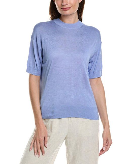Theory Blue Easy Washable Silk-blend Shirt