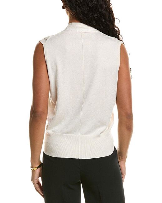 Tahari White Faux Wrap Sweater