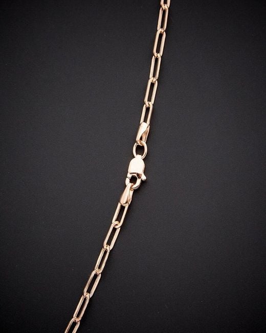 Italian Gold Black 14k Italian Rose Gold Paperclip Chain Necklace