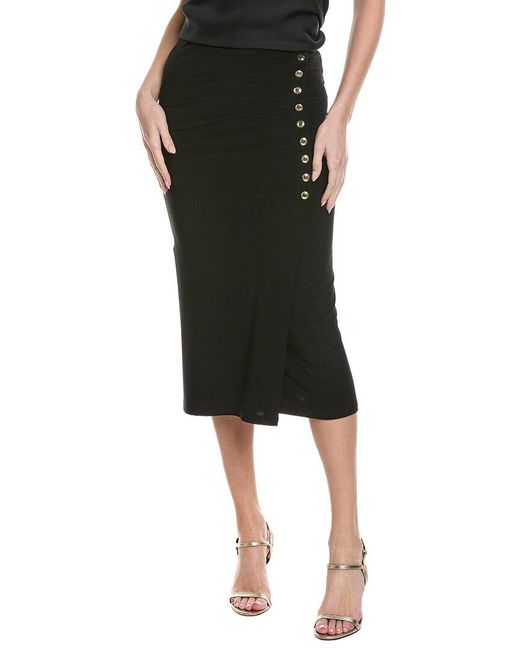 Joseph Ribkoff Black Solid Midi Skirt