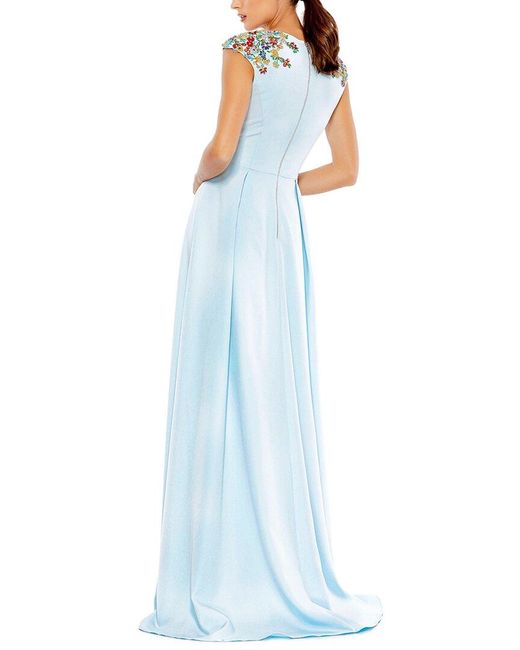 Mac Duggal Blue Sleeveless Gown