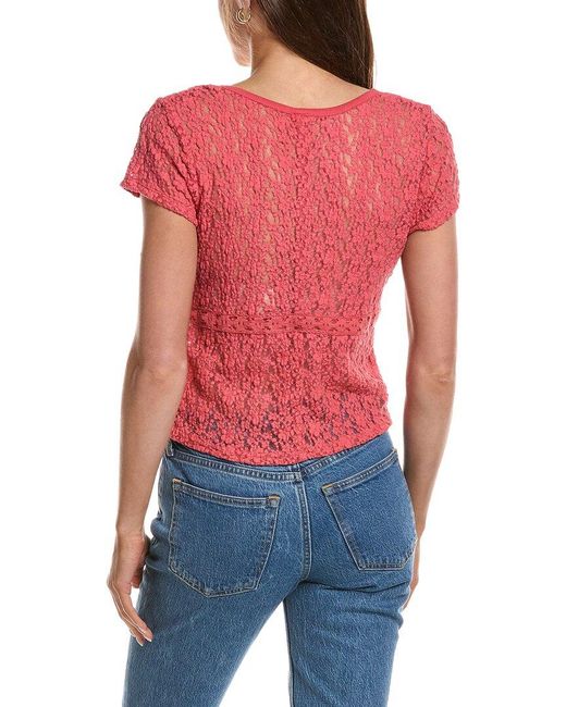 Free People Red Claro Short Sleeve Top