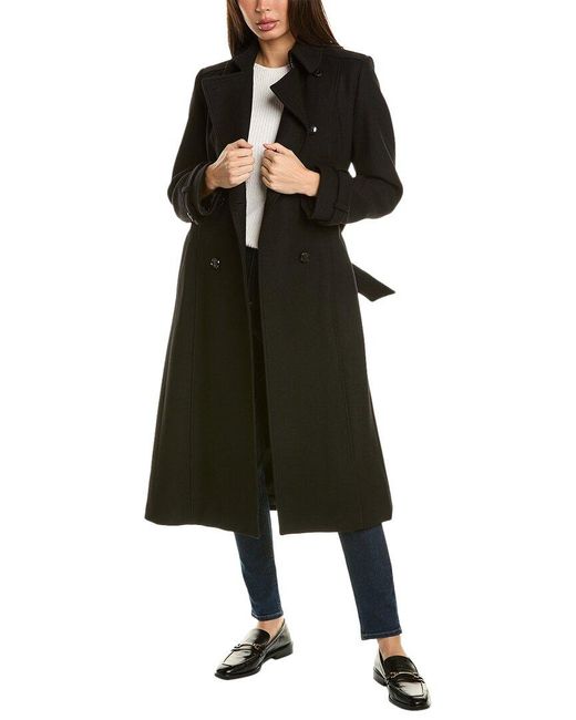 Cole Haan Button Front Wool blend Coat in Black Lyst