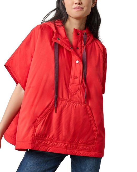 Lilla P Red Oversized Fit Hooded Poncho