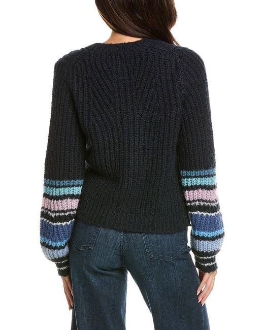 Michael Stars Black Lumi Striped Crew Cardigan