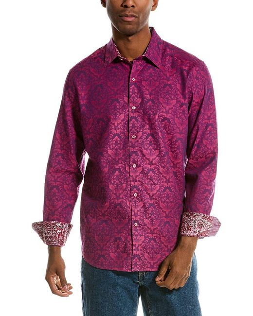 Robert Graham Purple Bayview Classic Fit Woven Shirt for men