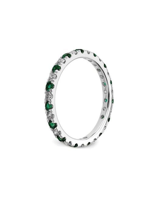 Lab Grown Gemstones White 14K 1.15 Ct. Tw. Lab-Grown Diamond & Lab-Grown Emerald Eternity Ring