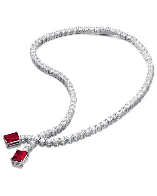 Genevive Jewelry Metallic Silver Tennis Necklace