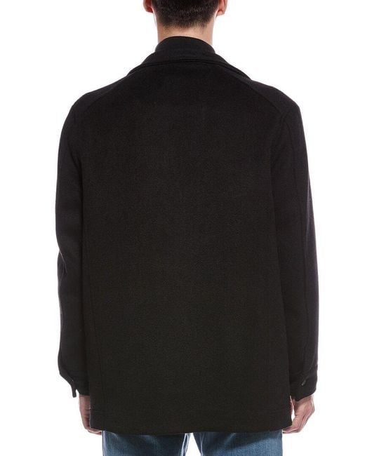 Cole Haan Black Multipockets Wool-Blend Field Coat for men