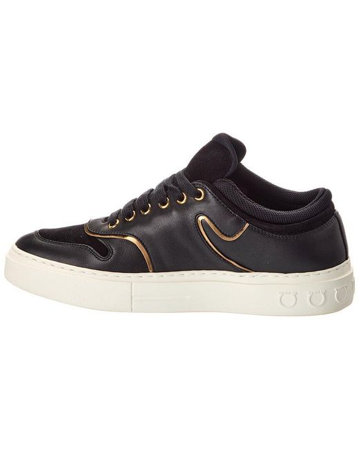 Ferragamo Black Beck Suede & Leather Sneaker for men