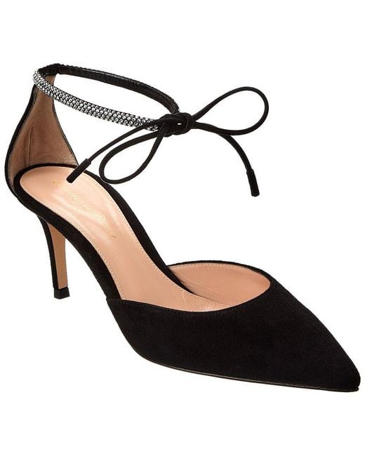 Gianvito Rossi Black Montecarlo D'orsay 70 Suede Pump