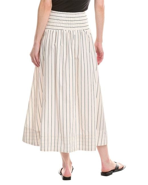NVLT White Poplin Gathered Midi Skirt