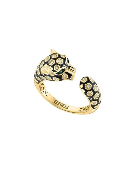 Effy Fine Jewelry Metallic 14K 0.15 Ct. Tw. Diamond & Emerald Ring