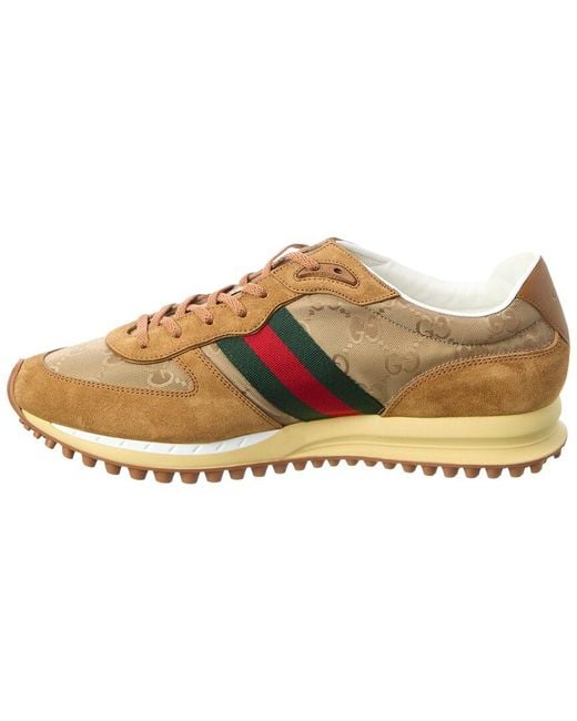 Gucci Natural Re-Motion Gg Canvas & Suede Sneaker for men
