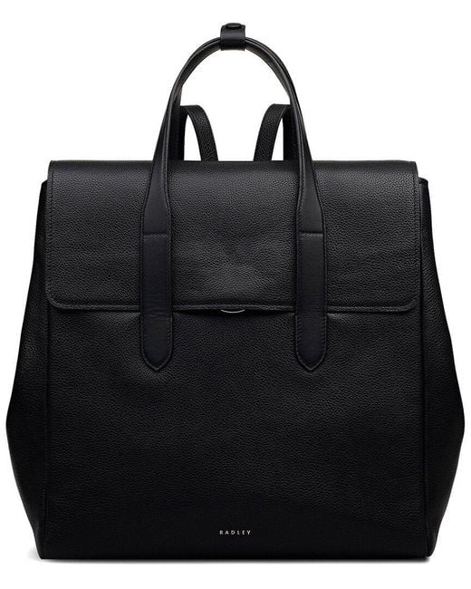 Radley Black Mayfair Lane Medium Flapover Leather Backpack