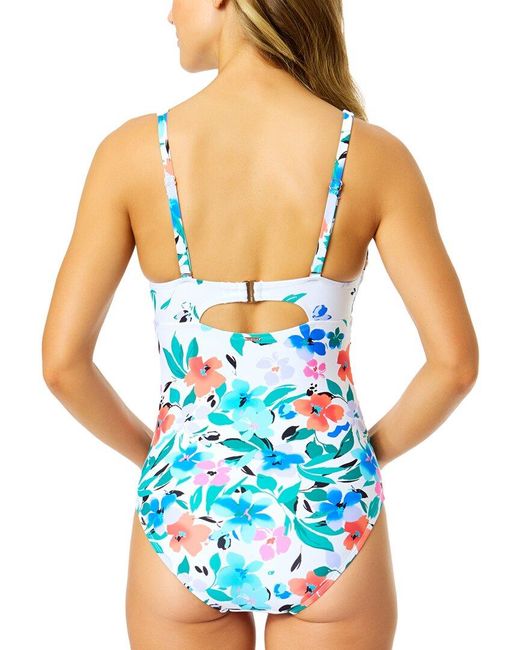 Anne Cole Blue Drape Front Underwire One-Piece
