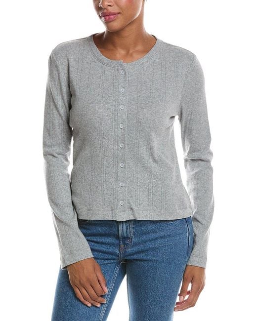 PERFECTWHITETEE Gray Lila Pointelle Cardigan