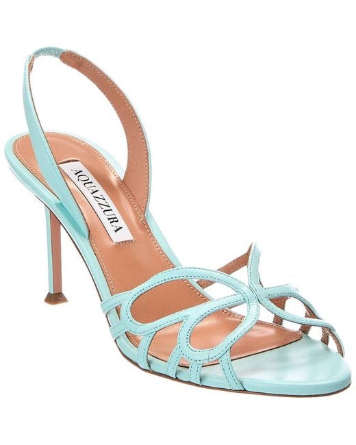 Aquazzura Blue Hula 75 Leather Slingback Sandal