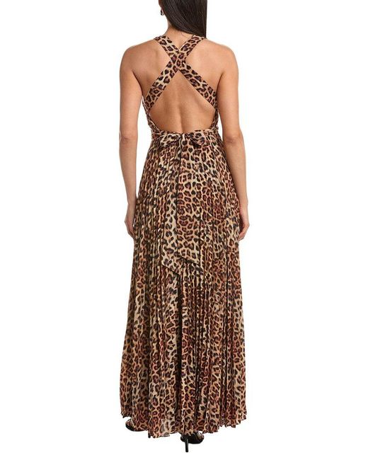 MILLY Brown Oria Printed Leopard Pleated Dress
