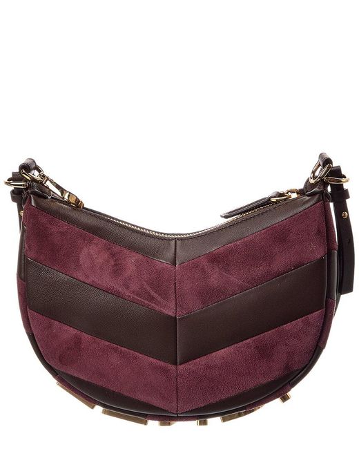 Fendi Purple Graphy Mini Leather & Suede Hobo Bag