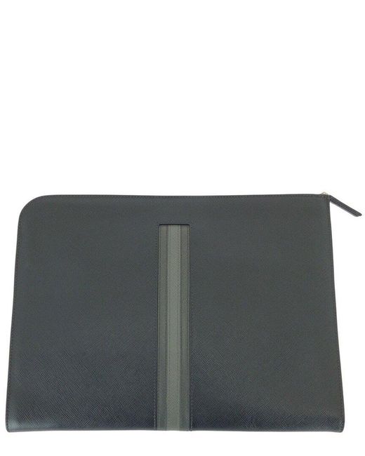Prada Gray Saffiano L-Zip Clutch (Authentic Pre-Loved)