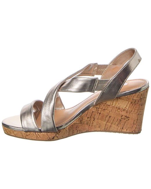 Dune Metallic Kamies Leather Wedge Sandal