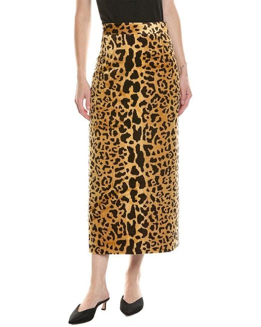 Miu Miu Metallic Leopard Print Velvet Midi Skirt