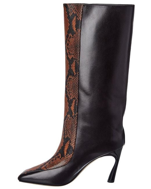 Jimmy Choo Brown Mabyn 85 Snake-embossed Leather Boot
