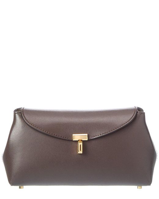 Totême  Gray T Lock Mini Leather Clutch