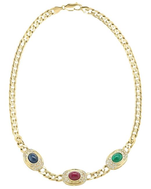 Diana M Metallic Fine Jewelry 14k 19.5 Ct. Tw. Diamond & Gemstone Necklace
