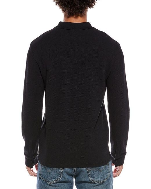 Vince Black Basket Weave Polo Shirt for men