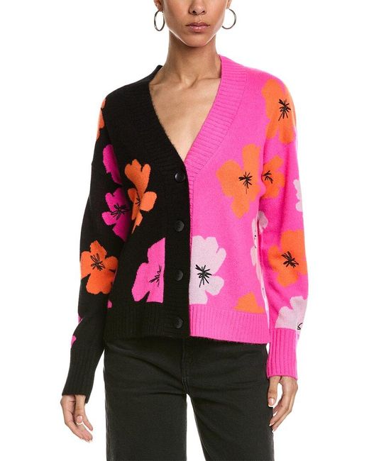 Brodie Cashmere Pink Funky Floral Cashmere Cardigan