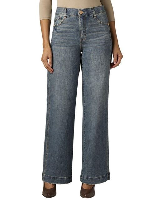 Wit & Wisdom Blue Mid Artisanal Gracie Skyrise Double Side Seam Wide Leg Jean