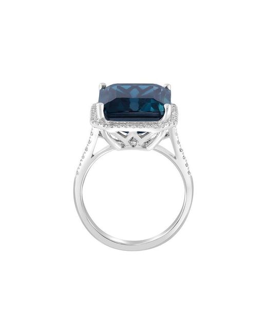 Effy Fine Jewelry Blue 14K 11.07 Ct. Tw. Diamond & London Topaz Ring