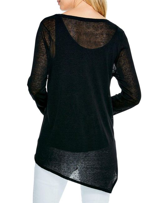 NIC+ZOE Black Nic+zoe Petite Featherweight Angle Linen-blend Sweater