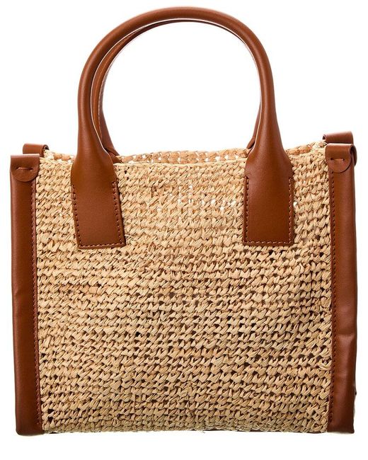 Christian Louboutin Brown By My Side Mini Raffia & Leather Tote